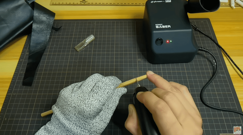 Cutting a bamboo stick with the Sonic Saber