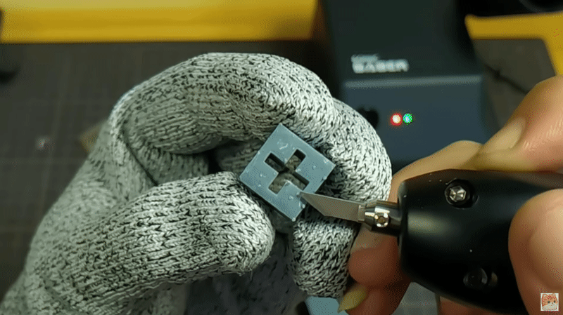 Scraping surface of 3d printed resin models with Sonic Saber