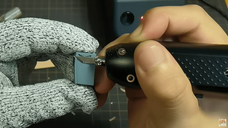 Removing elephant foot on a 3D printed resin model with the Sonic Saber