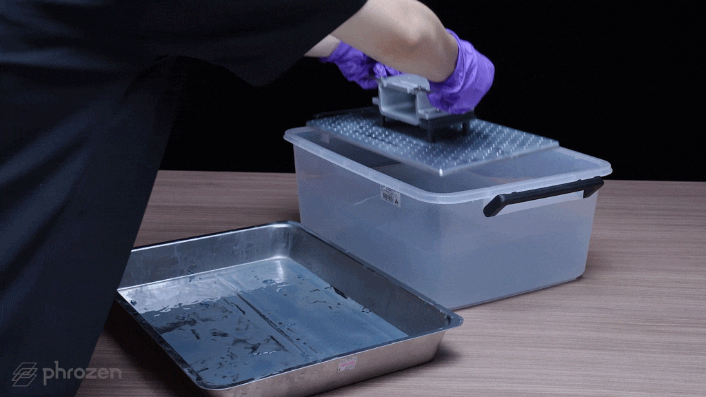 Immerse building plate in a bucket