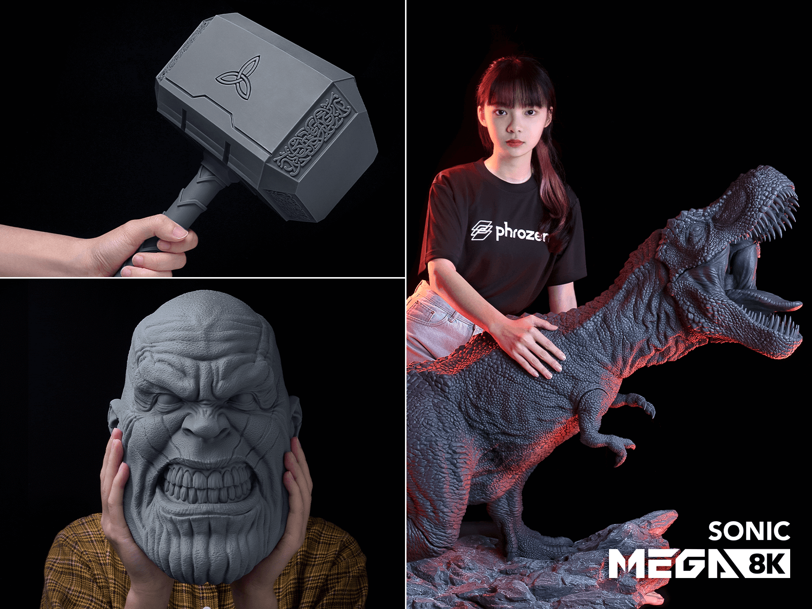 example of models 3D-printed with the Sonic Mega 8K