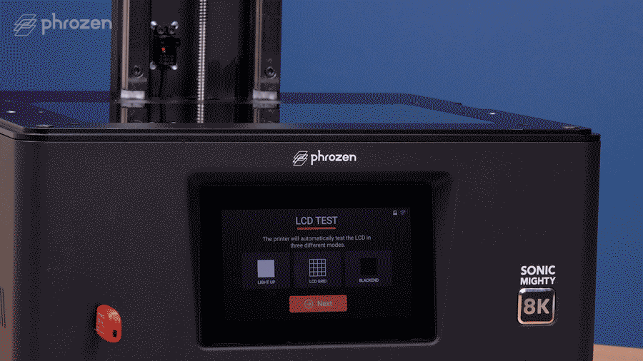 Perform LCD test on Sonic Mighty 8K LCD 3D Printer