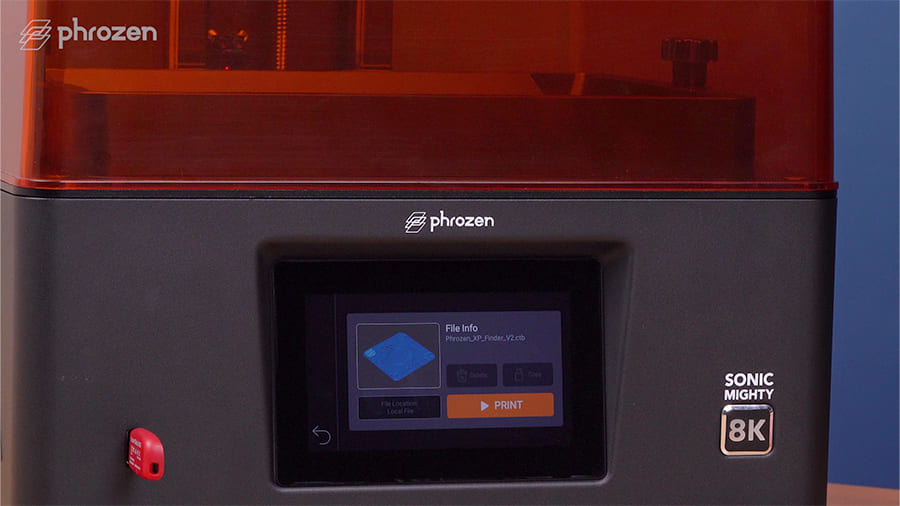 Press print to perform the first print in Sonic Mighty 8K LCD 3D Printer