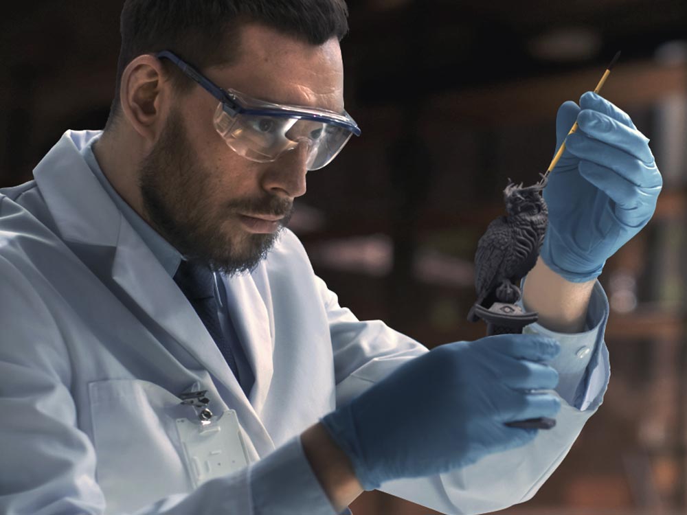 Wear safety goggles and lab coat to protect you while 3D printing
