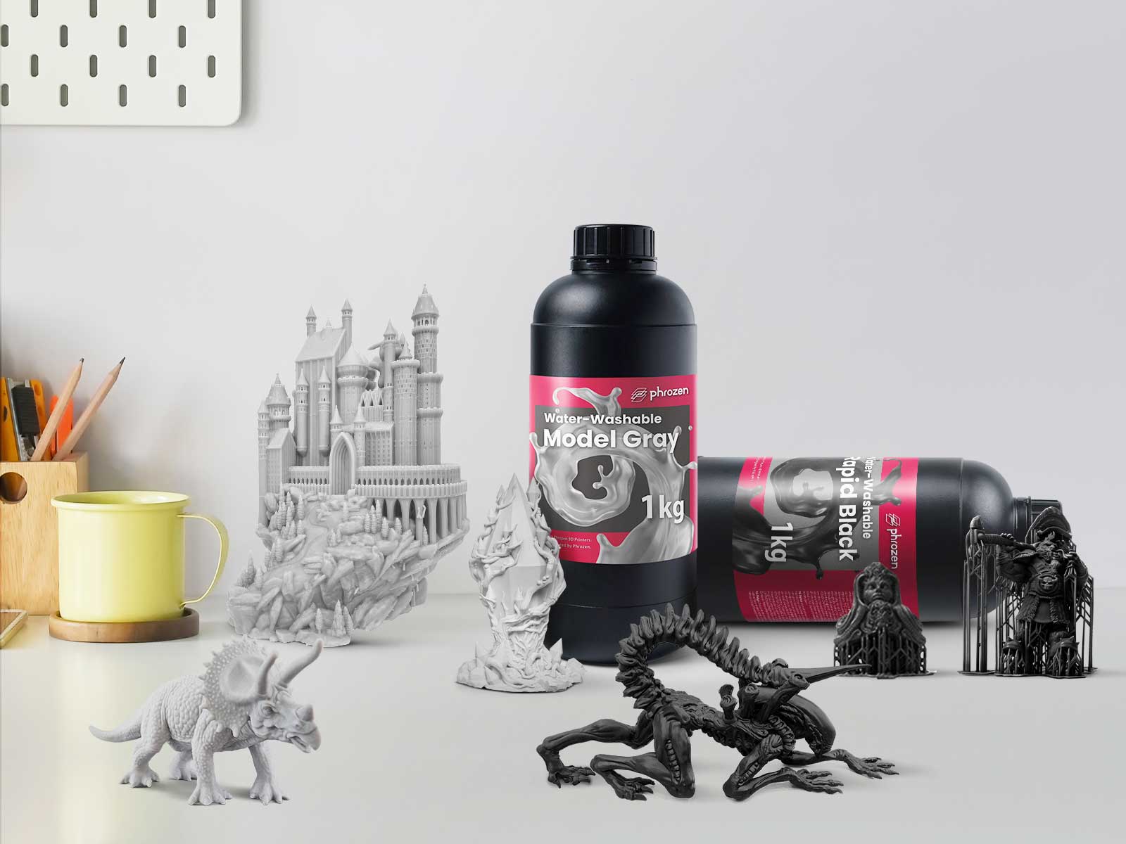 Models printed with water-washable resins