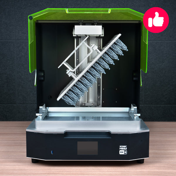 A picture of the best 3d printer for cosplay Sonic Mega 8K S's drip hanger saving resin.