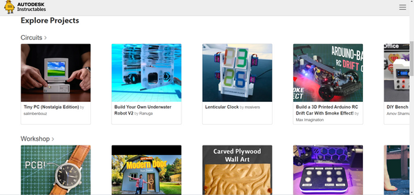 instructables.comホームページのスクリーンショット
