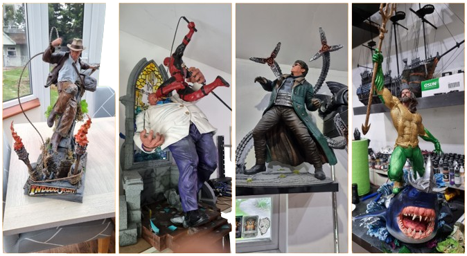 Superhero and villain models 3d printed with resin