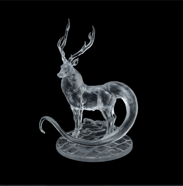 A cool 3d print of Glade Mystic Deer featuring a transparent body, beautiful antlers, and a long tail.