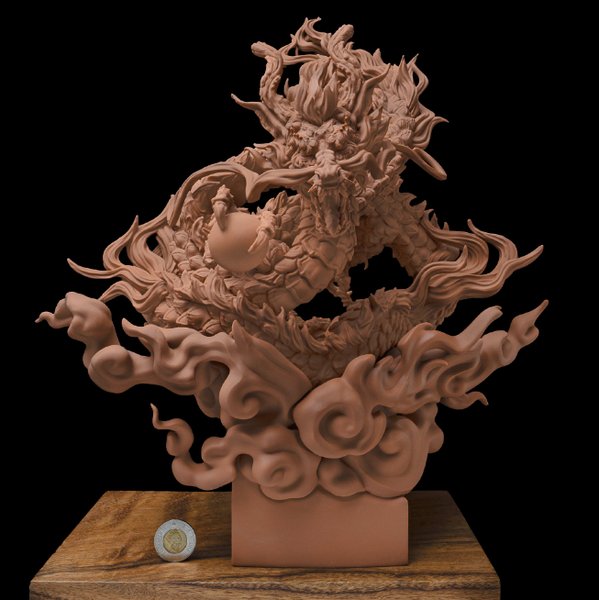 Coolest 3D prints dragon sculpture that represents balance between opposing elements, great for display.