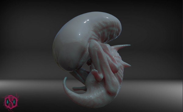 Awesome 3D prints of a creepy, detailed alien baby, perfect for fans of sci-fi and horror.
