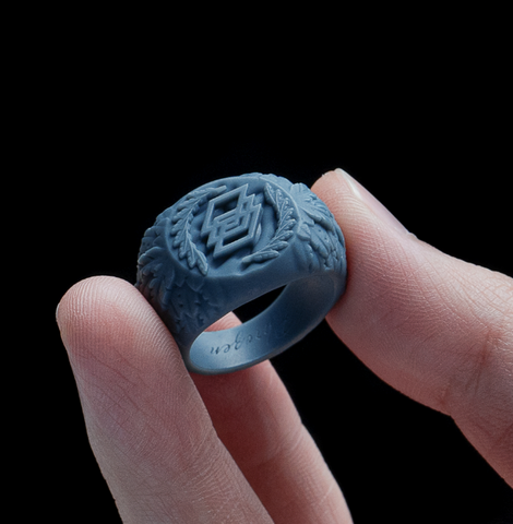 Cool 3D printed jewelry featuring a finely detailed ring design, great for fashion and accessory enthusiasts.