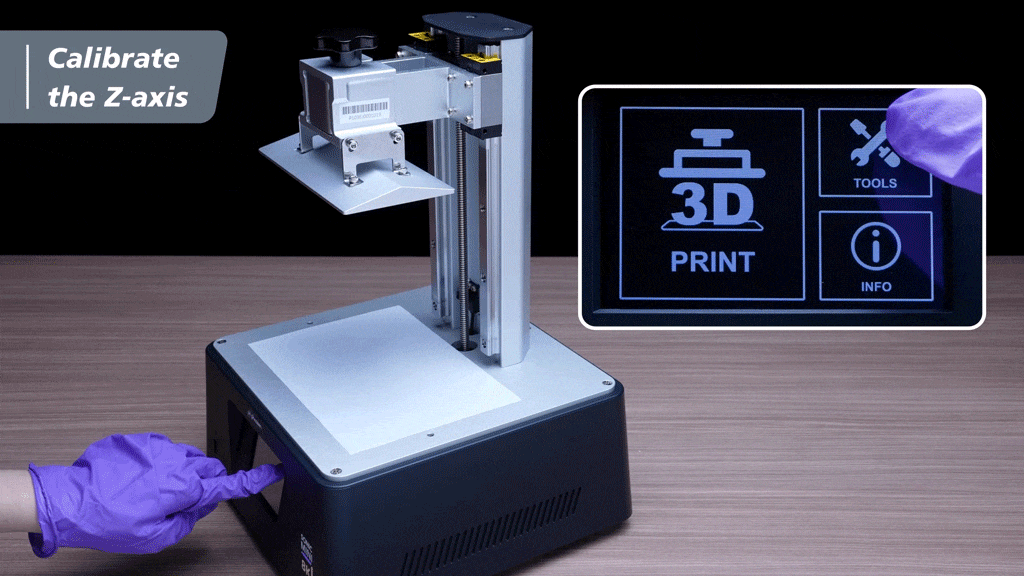 calibrating the z-axis on Sonic Mini 8K resin 3D printer