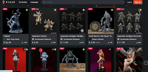 A picture showing a collection of Phrozen Verified 3D models