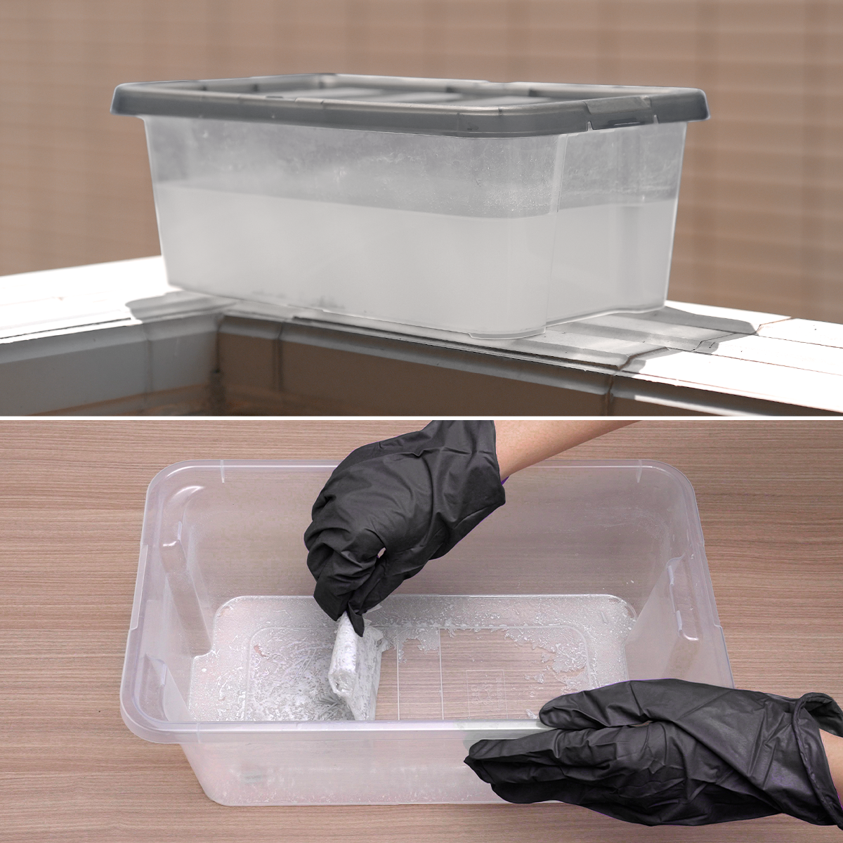 Used alcohol in a plastic container during the old cleaning process, where resin removal required waiting for evaporation before reuse.