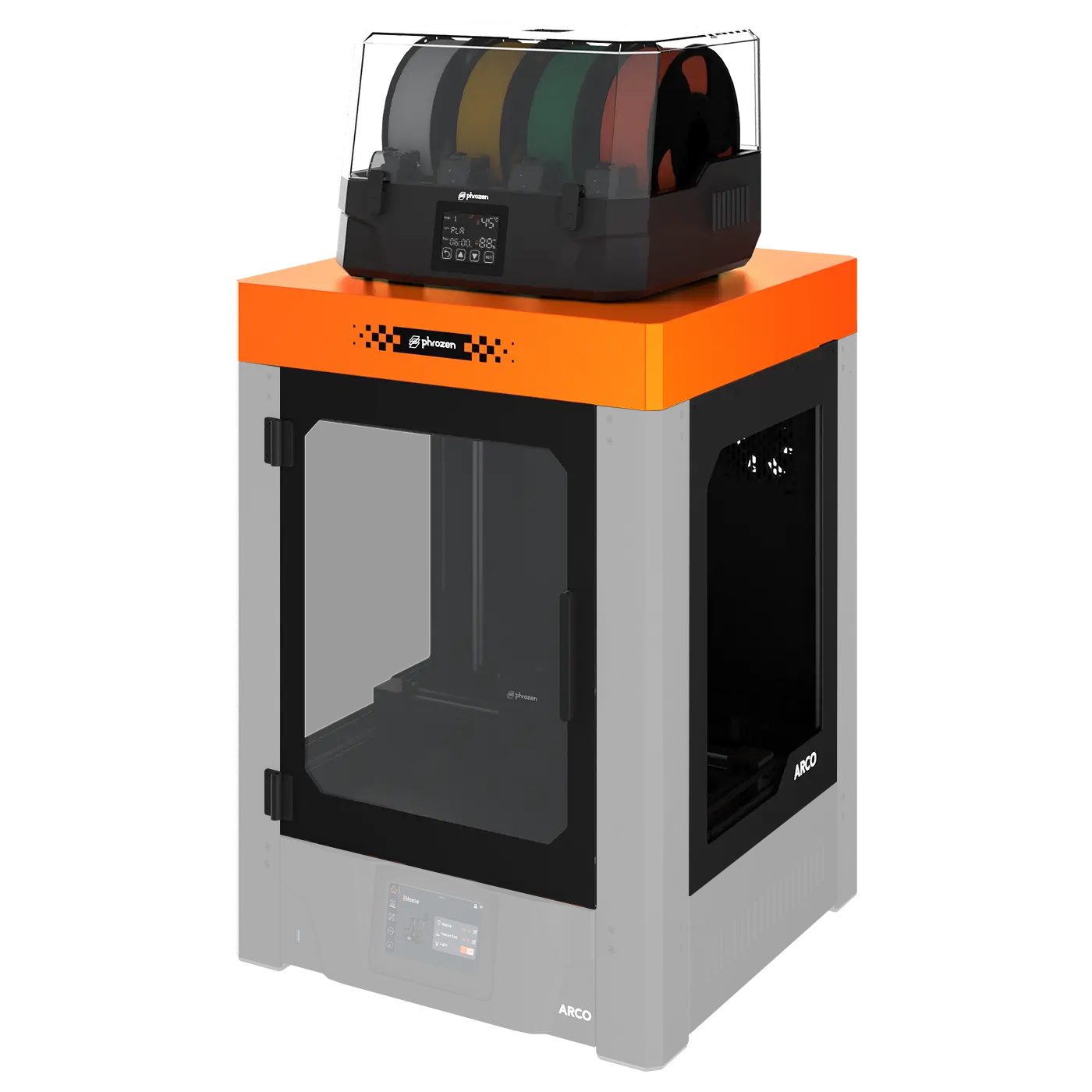 Phrozen Chroma Kit mounted on the PentaShield enclosure for a stable enclosed 3D printing setup.