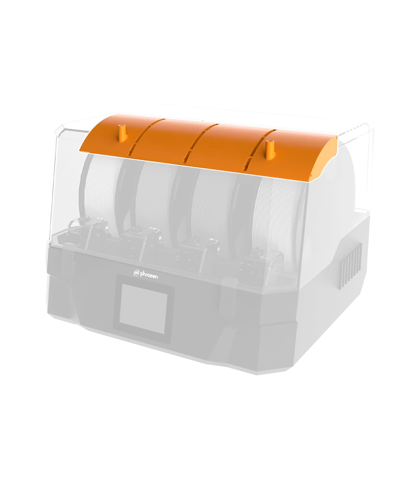 Spool cover for the Phrozen Chroma Kit keeping filament stable for consistent feeding during multicolor 3D printing.