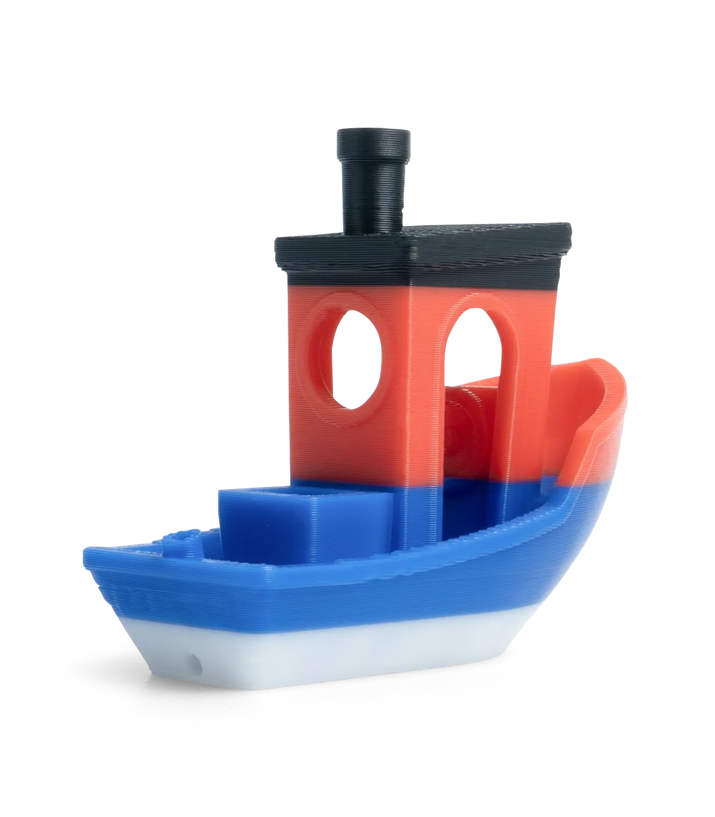 Four-color boat model printed with the Phrozen Chroma Kit for testing multicolor filament swaps.