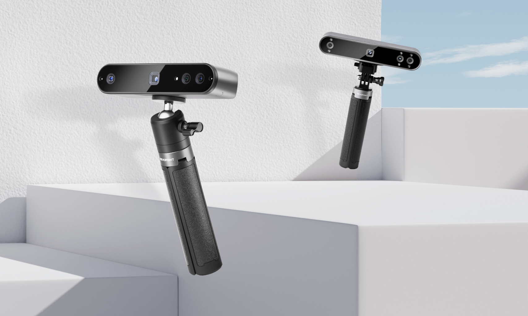 Revopoint INSPIRE 3D scanner with up to 0.2 mm accuracy, 18 fps scanning speed, and compact lightweight design.