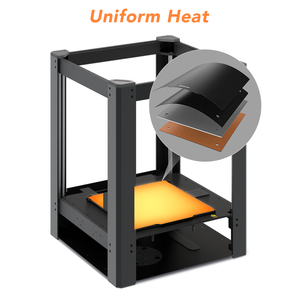 ARCO FDM 3D printer with a 4-layer heated bed designed for uniform heat distribution across the print surface.