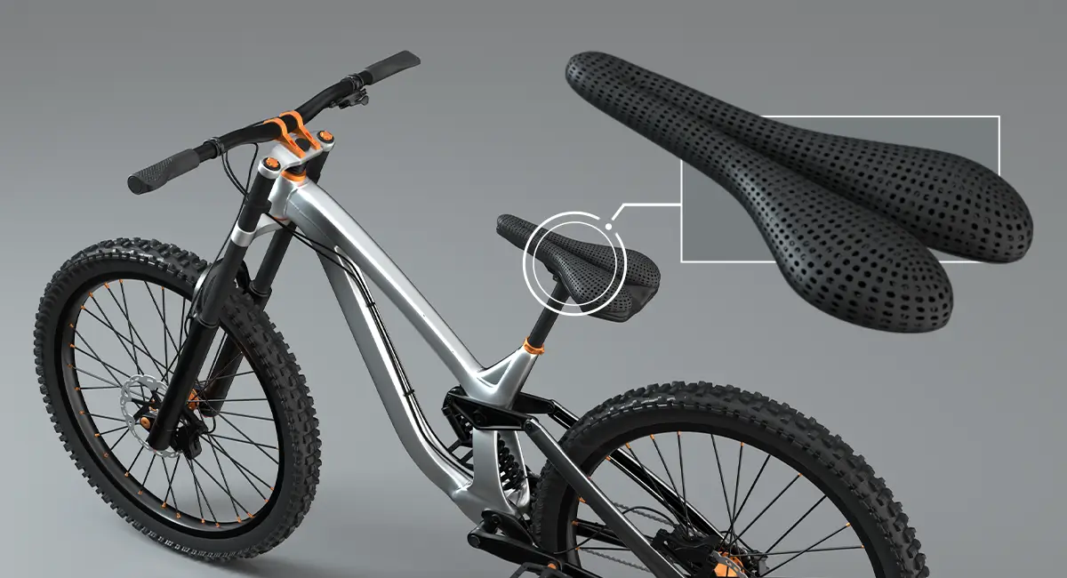 Bicycle saddle and handlebar prototypes made with the Phrozen Sonic Mega 8K V2 for precise product design testing.