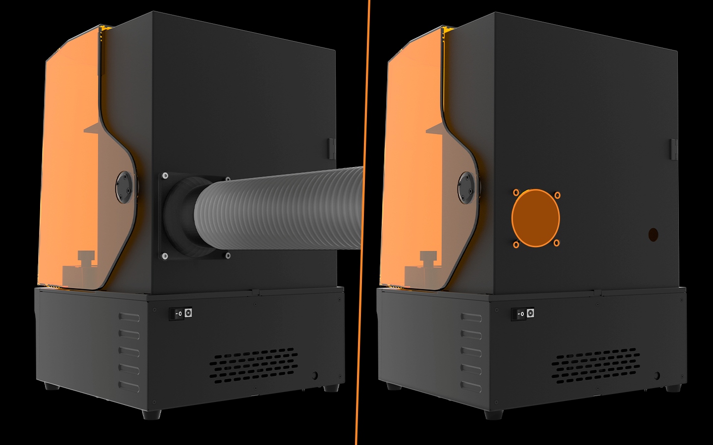 Built-in exhaust vent on the Phrozen Sonic Mighty Revo 14K for external ventilation and odor control.