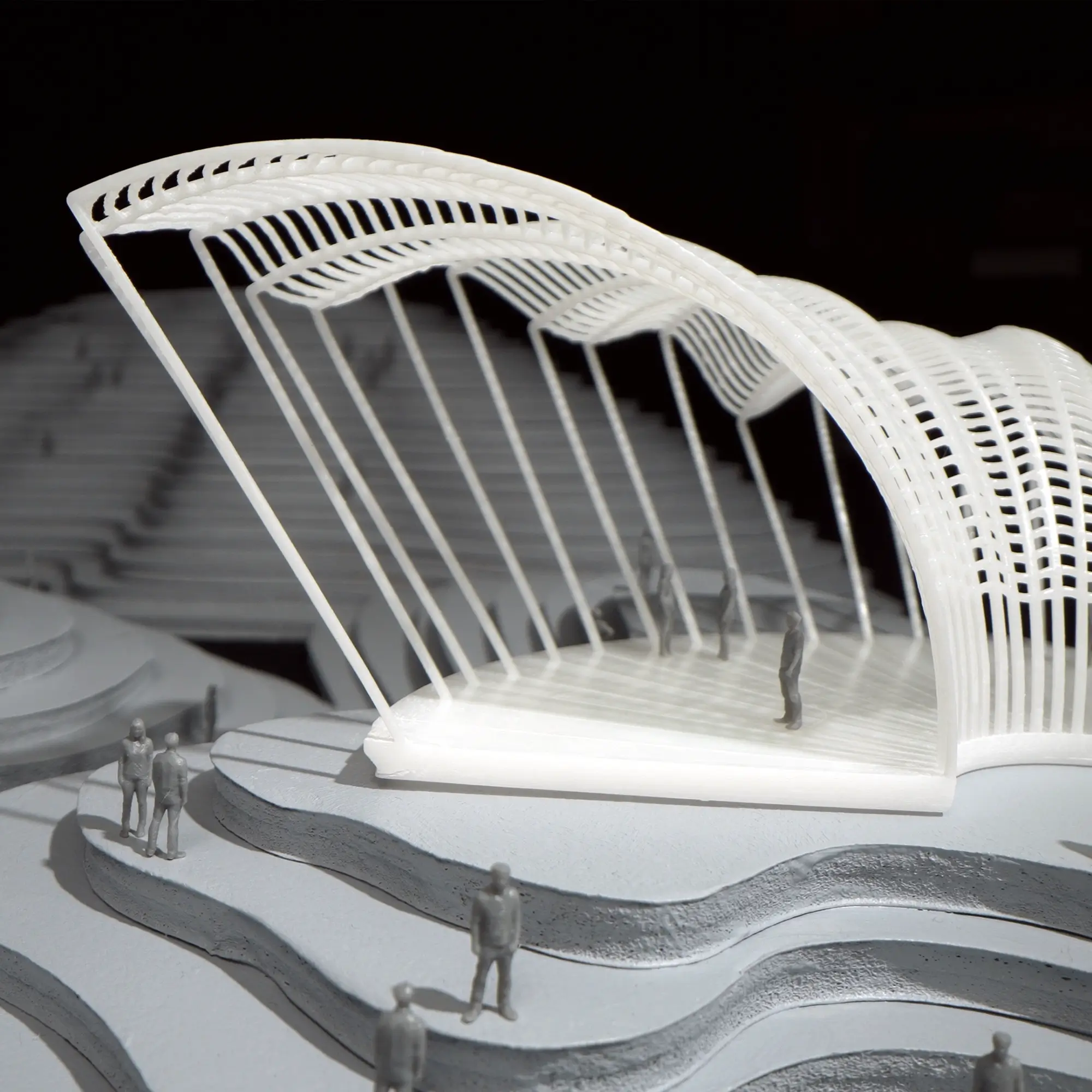 White prototype model printed with Phrozen Protowhite Tough Resin for design prototyping and concept visualization.