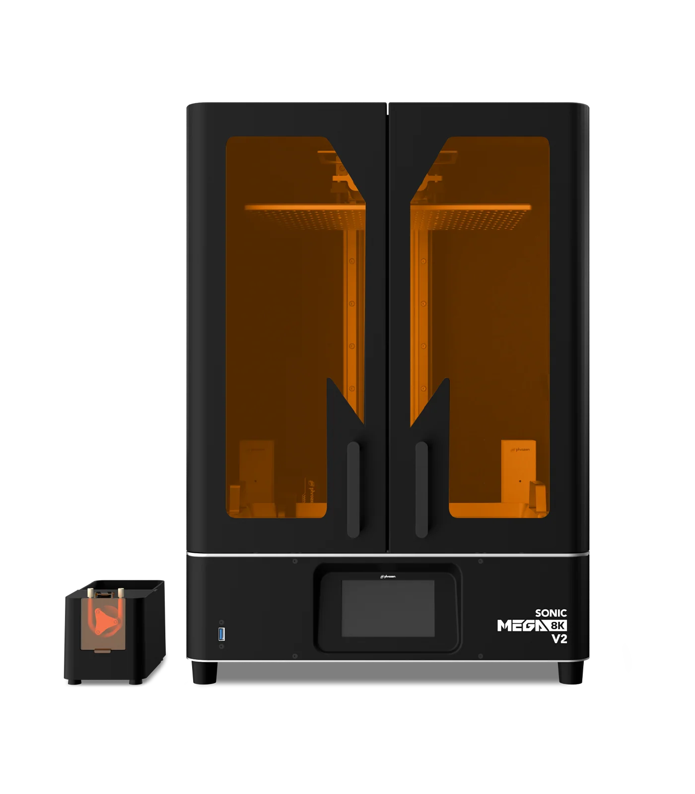 Phrozen Aqua Hyperfine high-resolution resin bottle with a detailed printed model for 16K precision.