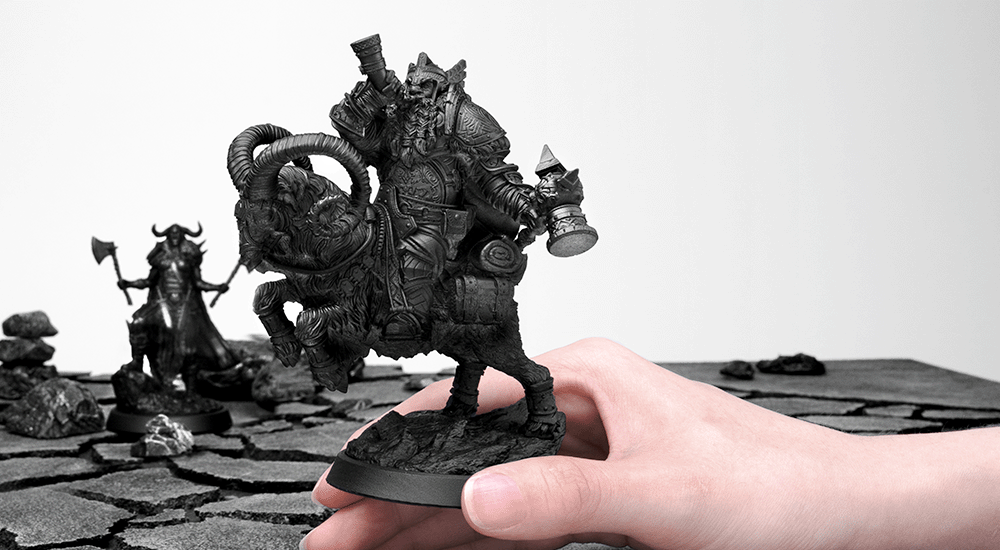 Tabletop gaming miniature printed with Phrozen x Loctite ONYX Rigid Pro410, highlighting long-lasting durability.