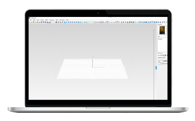 Formware 3D Slicer on a laptop screen showing build plate setup for 3D print preparation.