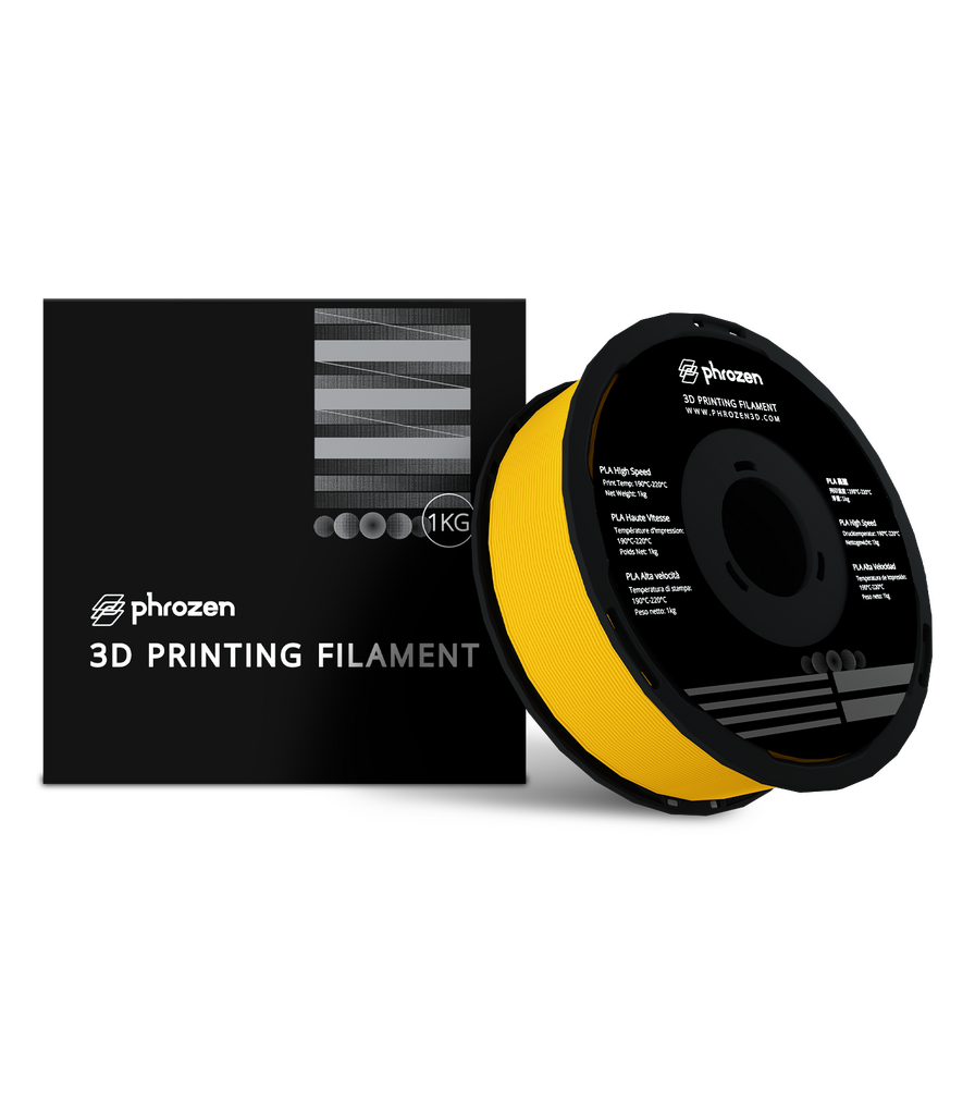 Phrozen High-Speed PLA filament in yellow, designed to pair with Phrozen ARCO for fast printing.