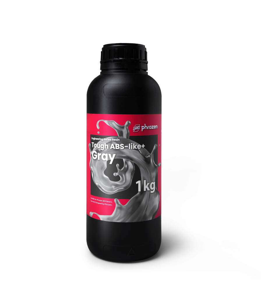 Phrozen Tough ABS-Like+ Gray resin bottle.
